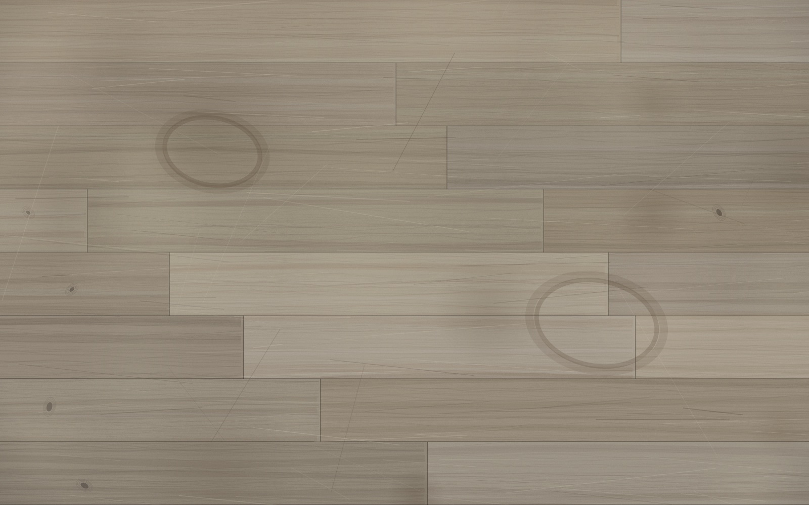 The same floor before refinishing — gray, scratched, water-stained